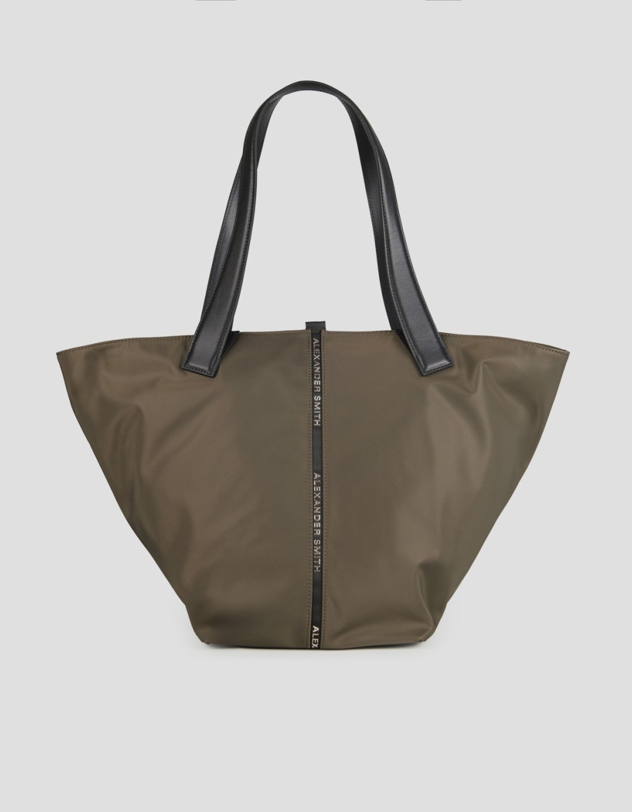 Sneakers Alexander Smith lauren large borsa a spalla in nylon verde militare - 1