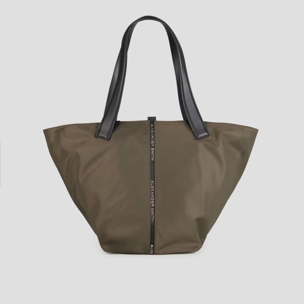 Sneakers Alexander Smith lauren large borsa a spalla in nylon verde militare - 1