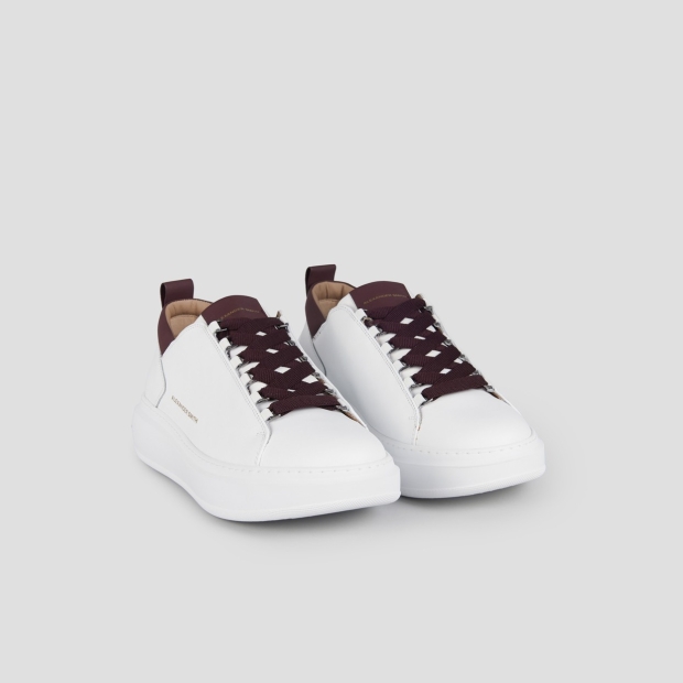 Sneakers Alexander Smith wembley uomo in morbida pelle bianca e dettagli bordeaux - 3