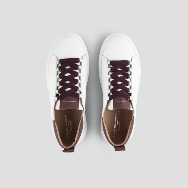 Sneakers Alexander Smith wembley uomo in morbida pelle bianca e dettagli bordeaux - 5