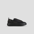 Wembley Donna in pelle nera con borchie sul tallone e suola nera