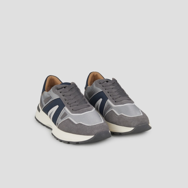 Sneakers Alexander Smith liverpool uomo in suede, nylon e cordura grigio, con logo laterale e tallone blu - 3