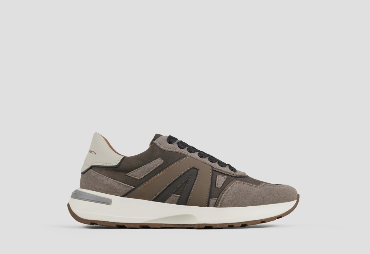 Sneakers Alexander Smith liverpool uomo in morbida pelle marrone e nylon slavato in tinta - 1