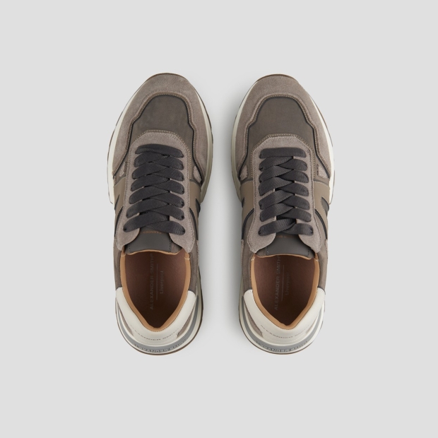 Sneakers Alexander Smith liverpool uomo in morbida pelle marrone e nylon slavato in tinta - 5