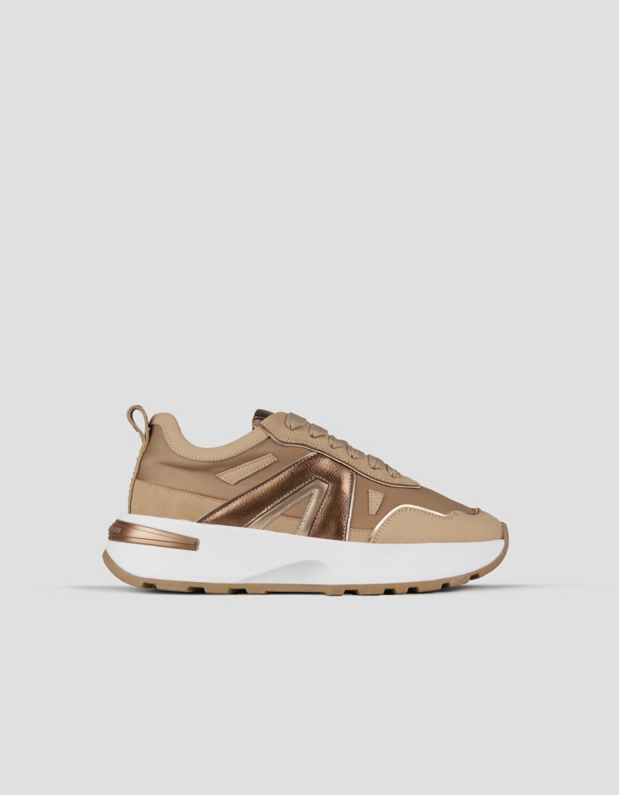 Sneakers Alexander Smith liverpool donna in nylon sabbia e laminato polveroso in tinta - 1