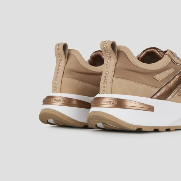 Sneakers Alexander Smith liverpool donna in nylon sabbia e laminato polveroso in tinta - 4