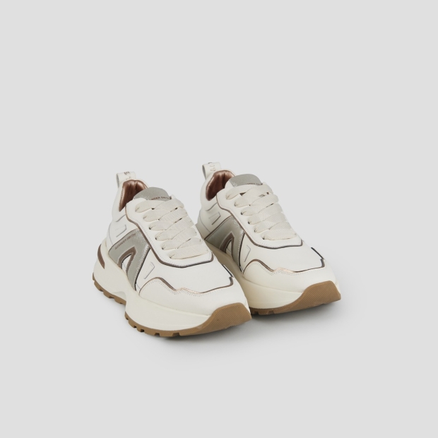 Sneakers Alexander Smith liverpool donna in pelle bianca con logo laterale in glitter argento - 4