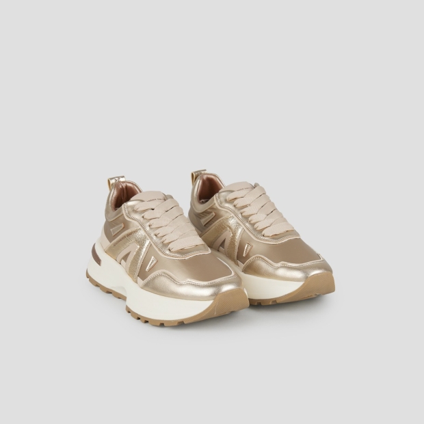 Sneakers Alexander Smith liverpool donna in nylon e laminato oro chiaro - 3