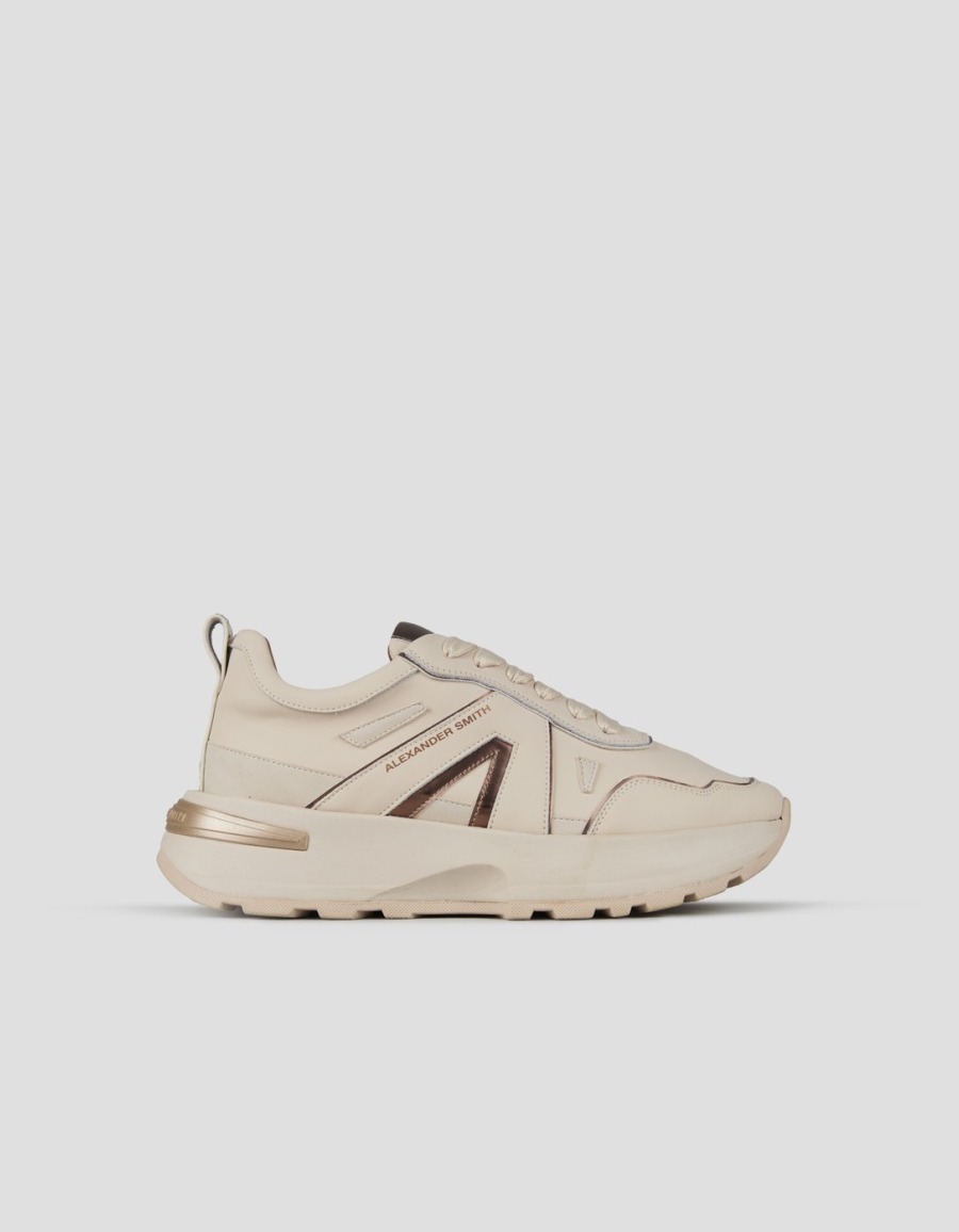 Sneakers Alexander Smith liverpool donna in pelle beige e specchiato opaco - 1