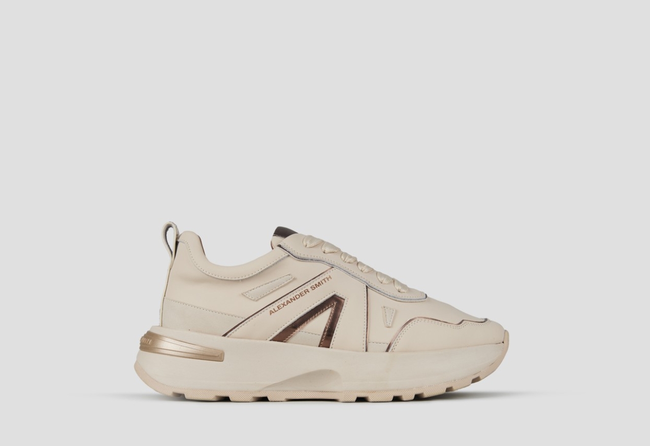 Sneakers Alexander Smith liverpool donna in pelle beige e specchiato opaco - 1