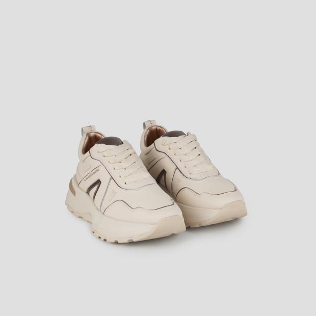 Sneakers Alexander Smith liverpool donna in pelle beige e specchiato opaco - 4