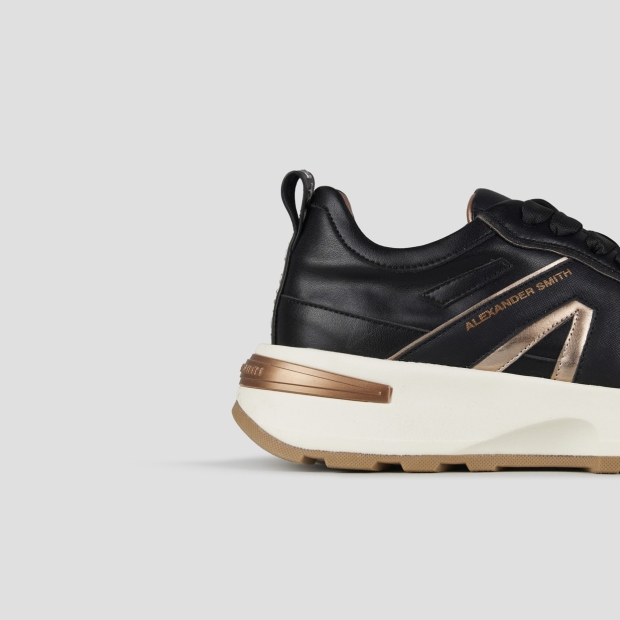 Sneakers Alexander Smith liverpool donna in pelle nera e logo laterale glitter - 2