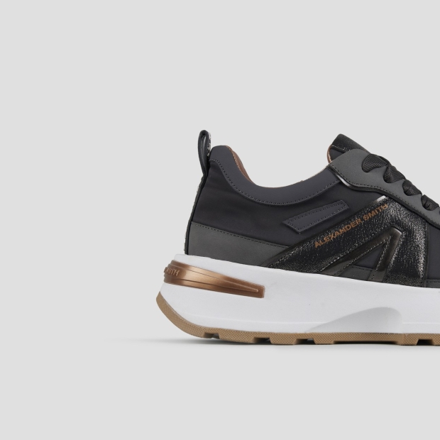 Sneakers Alexander Smith liverpool donna in nylon grigio scuro e laminato polveroso in tinta - 2