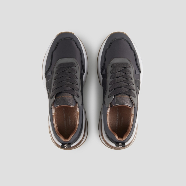 Sneakers Alexander Smith liverpool donna in nylon grigio scuro e laminato polveroso in tinta - 5