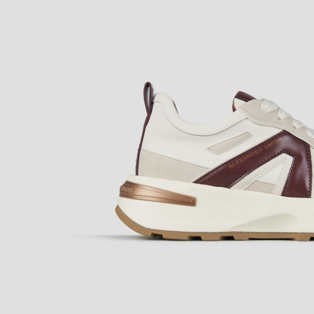 Sneakers Alexander Smith liverpool donna in pelle e suede bianco con logo laterale bordeaux - 2