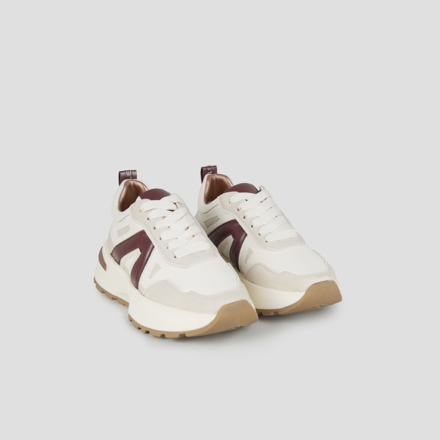 Sneakers Alexander Smith liverpool donna in pelle e suede bianco con logo laterale bordeaux - 3