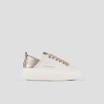 Wembley Alta Donna in pelle bianca e tallone in pelle cracklè laminata beige