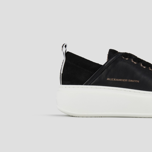 Sneakers Alexander Smith wembley alta donna in morbida pelle nera e tallone in suede - 2