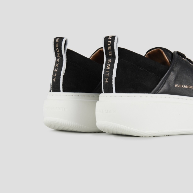 Sneakers Alexander Smith wembley alta donna in morbida pelle nera e tallone in suede - 4
