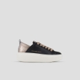Wembley Alta Donna in pelle nera e tallone in pelle cracklè laminata beige