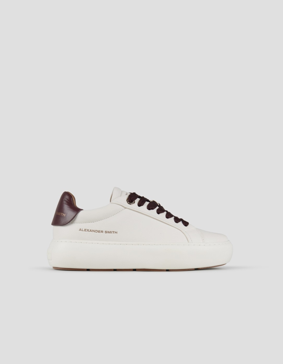Sneakers Alexander Smith soho donna in morbida pelle bianca e dettagli bordeaux - 1