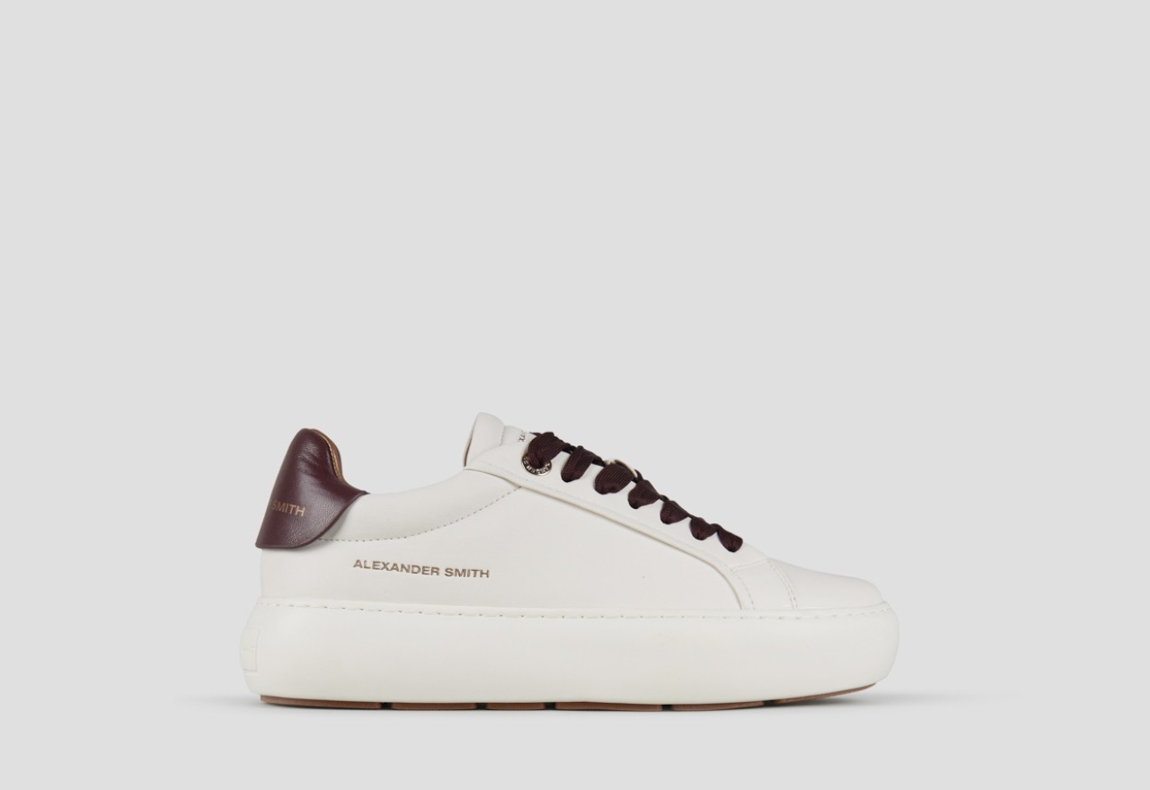Sneakers Alexander Smith soho donna in morbida pelle bianca e dettagli bordeaux - 1