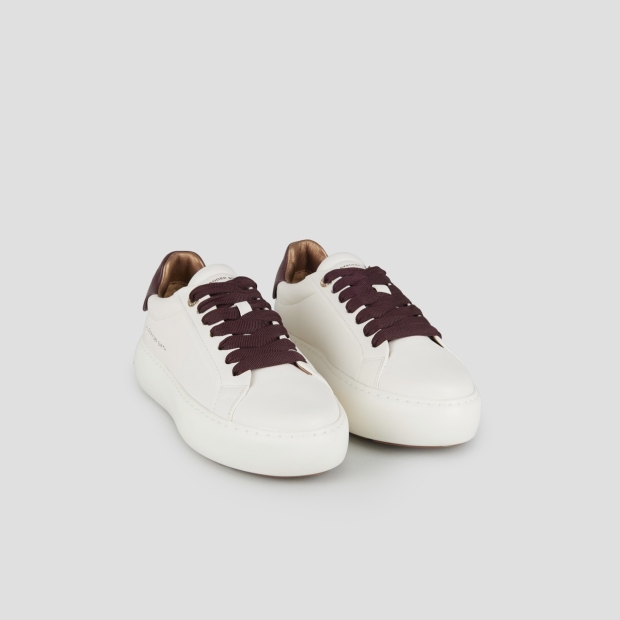 Sneakers Alexander Smith soho donna in morbida pelle bianca e dettagli bordeaux - 3