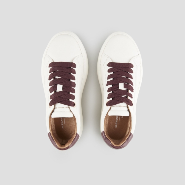 Sneakers Alexander Smith soho donna in morbida pelle bianca e dettagli bordeaux - 5