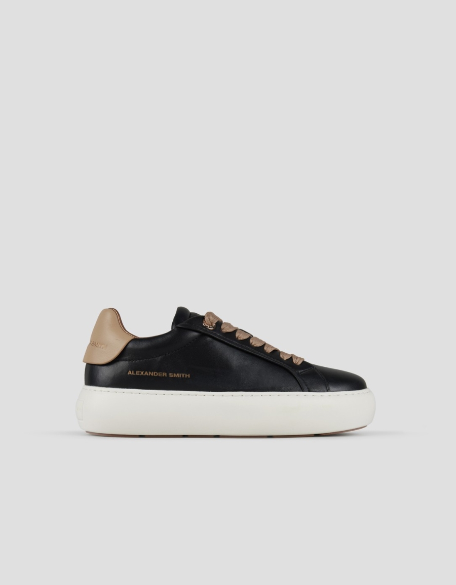 Sneakers Alexander Smith soho donna in morbida pelle nera e dettagli beige - 1