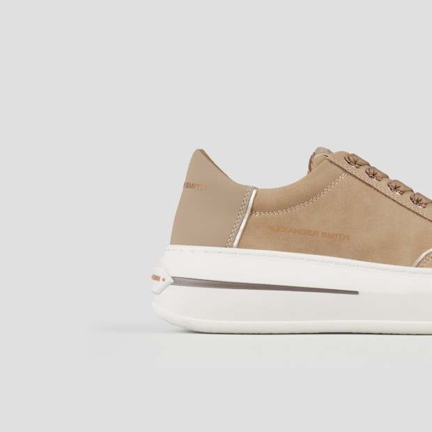 Sneakers Alexander Smith lancaster donna in suede cognac e tallone in pelle gommata - 3