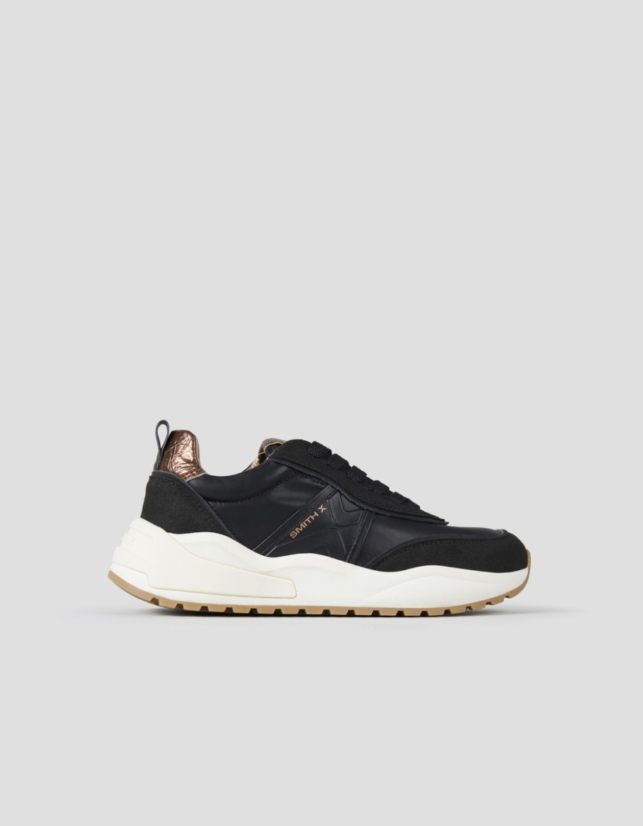 Sneakers Alexander Smith blaze donna in nero con tallone in laminato stropicciato rame - 1