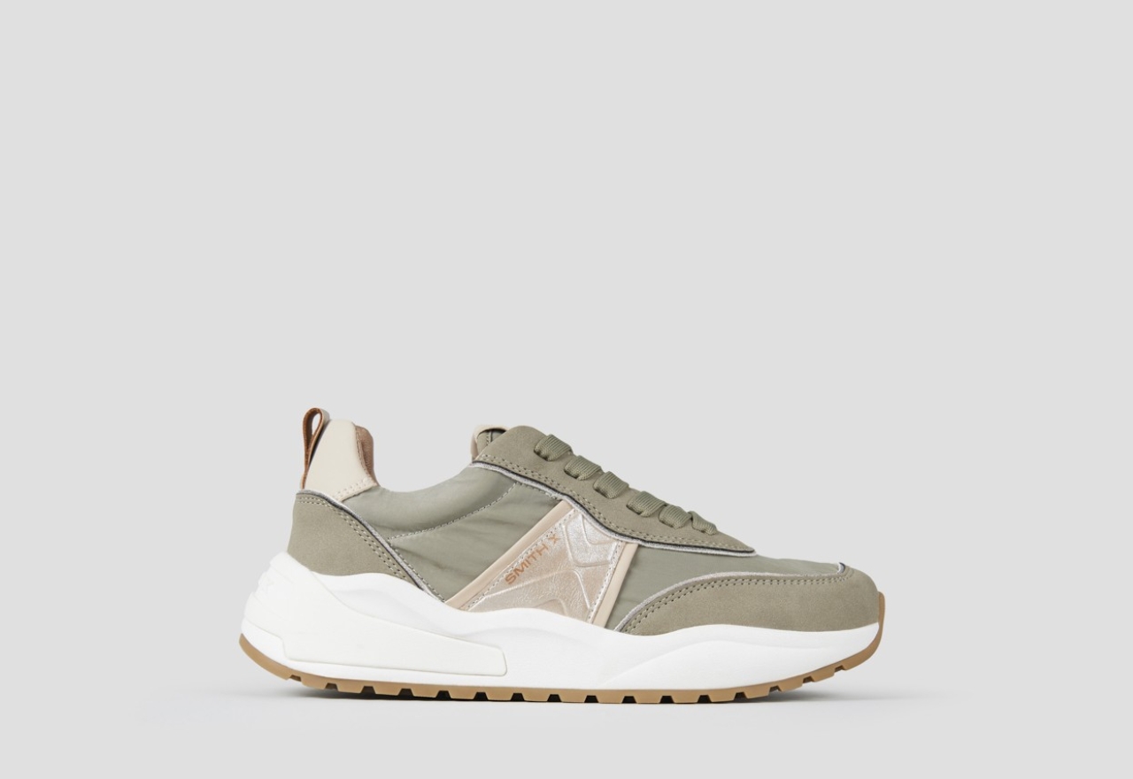 Sneakers Alexander Smith blaze donna in nylon verde e dettagli in laminato argento - 1