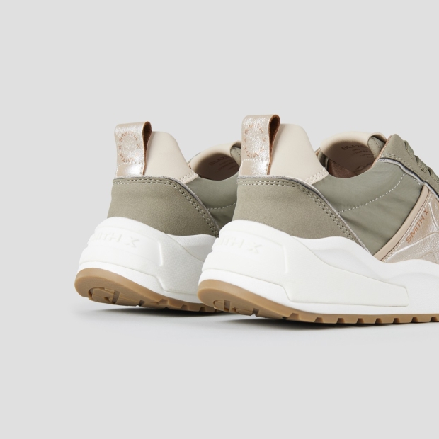 Sneakers Alexander Smith blaze donna in nylon verde e dettagli in laminato argento - 4