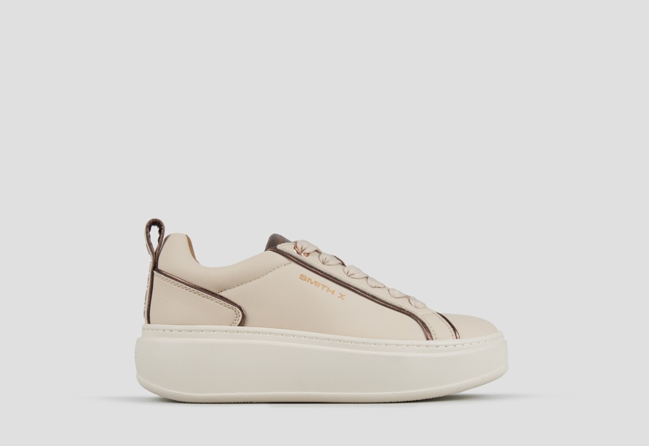 Sneakers Alexander Smith stone donna in avorio e dettagli in laminato bronzo - 1