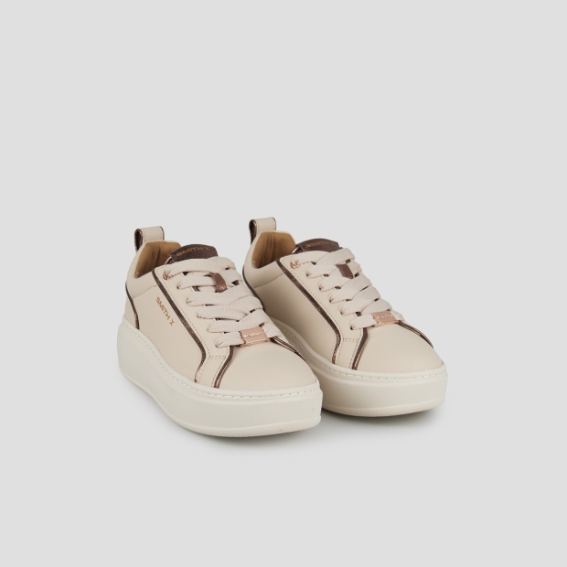 Sneakers Alexander Smith stone donna in avorio e dettagli in laminato bronzo - 3