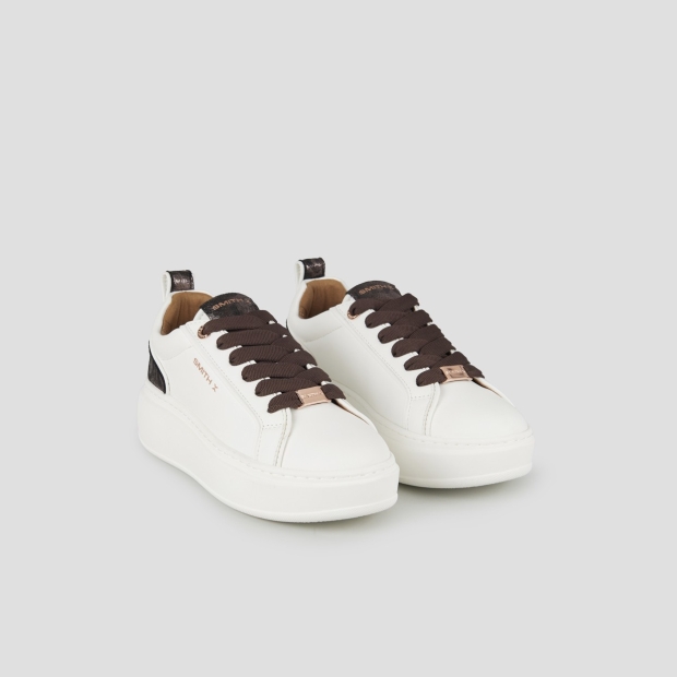 Sneakers Alexander Smith stone donna in bianco e tallone in laminato leopardato bronzo - 3