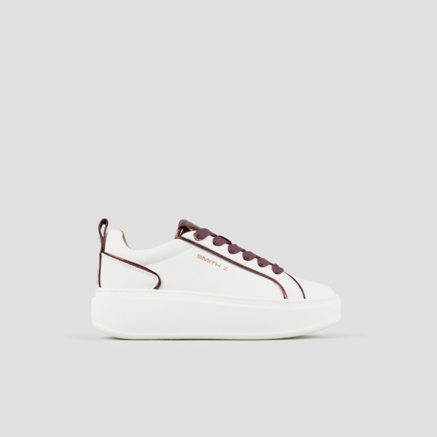 Sneakers Alexander Smith stone donna in bianco e dettagli in laminato bordeaux - 1