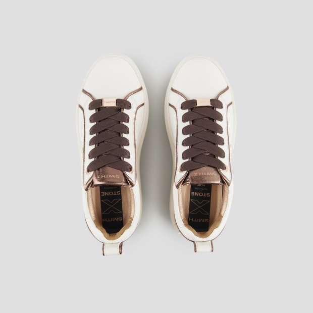Sneakers Alexander Smith stone donna in bianco e dettagli in laminato bronzo - 5