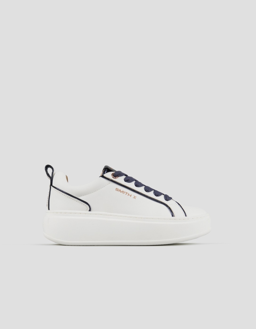 Sneakers Alexander Smith stone donna in bianco e dettagli in laminato blu - 1