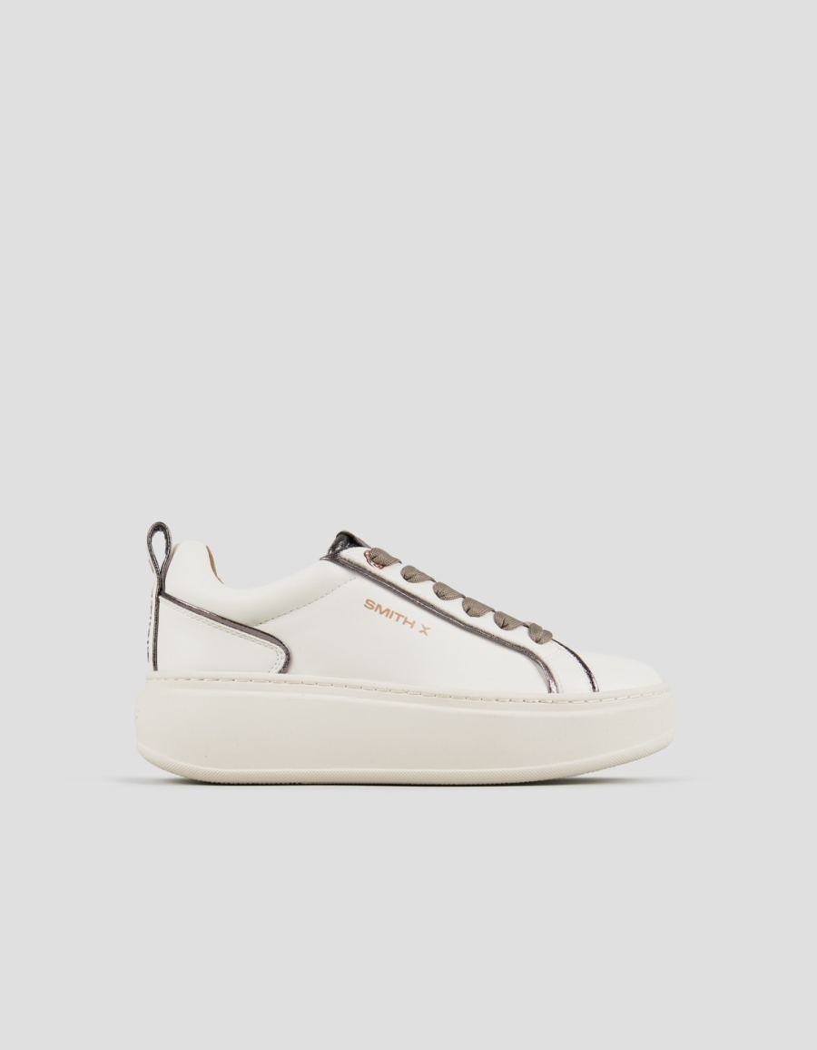Sneakers Alexander Smith stone donna in bianco e dettagli in laminato argento - 1