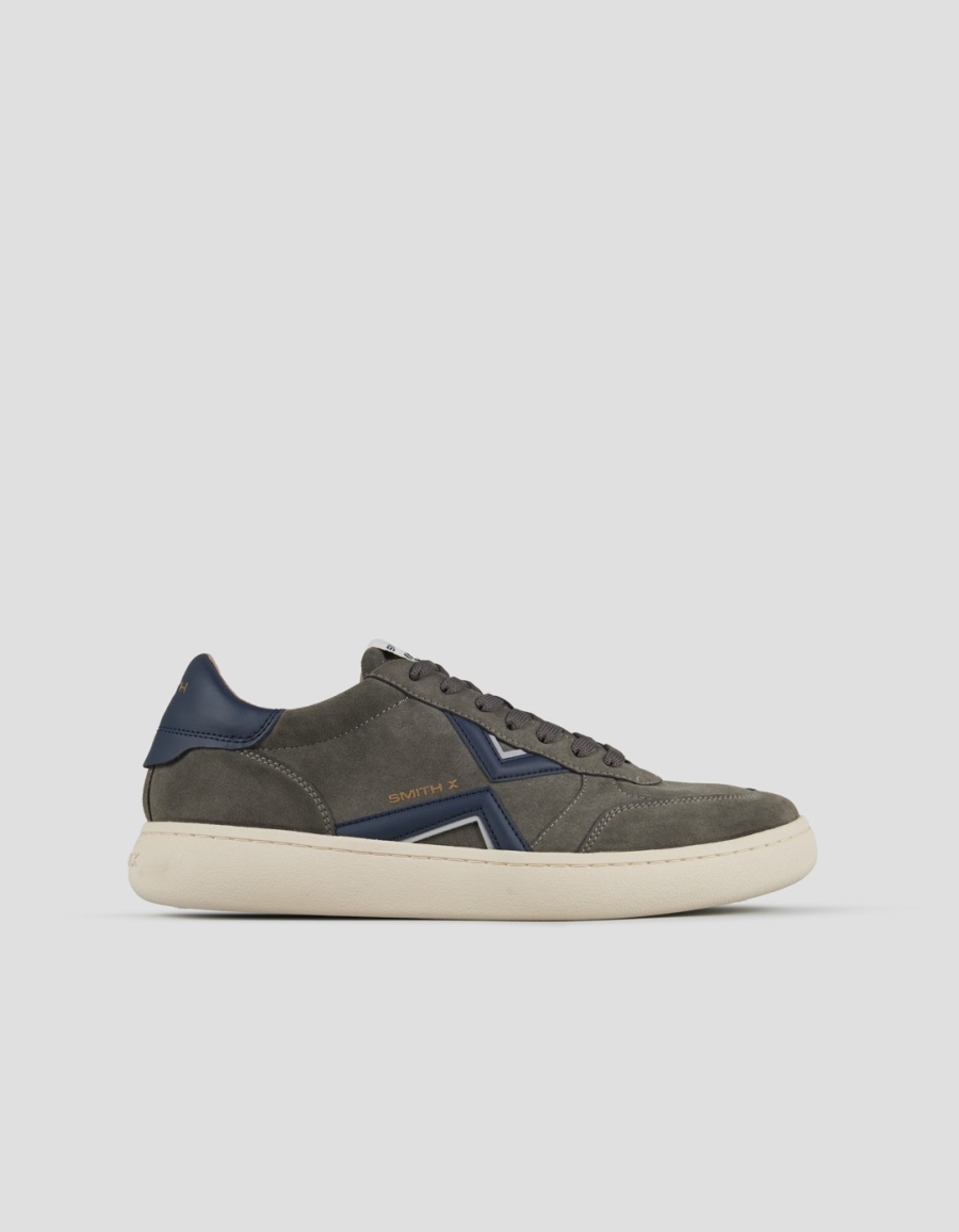Sneakers Alexander Smith ocean uomo in suede grigio con dettagli blu - 1