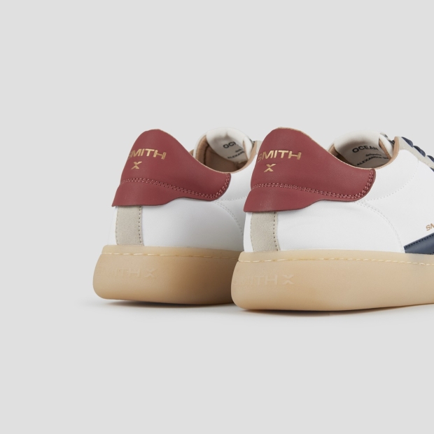 Sneakers Alexander Smith ocean uomo in bianco e dettagli suede grigio con logo laterale blu e tallone rosso - 4