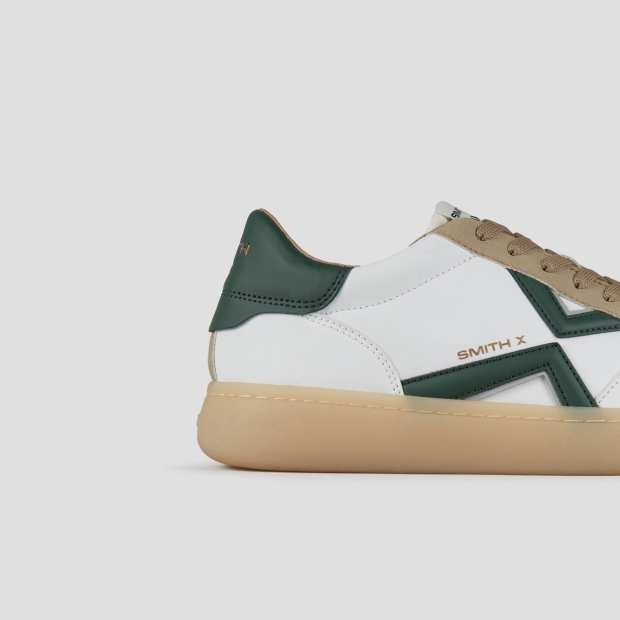 Sneakers Alexander Smith ocean uomo in bianco e dettagli in suede con logo laterale e tallone verdi - 2