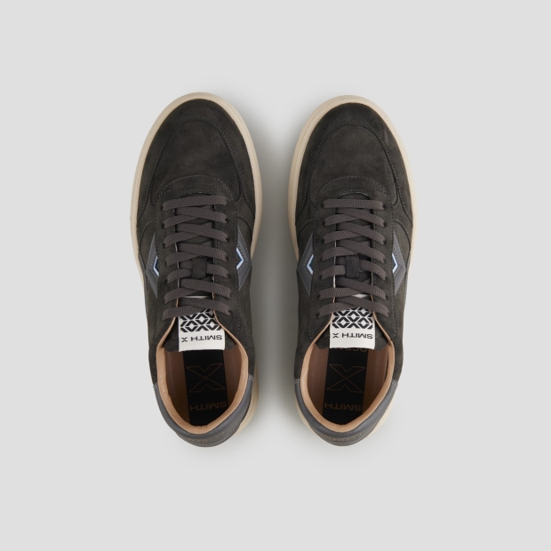 Sneakers Alexander Smith ocean uomo in suede grigio scuro con dettagli blu - 5