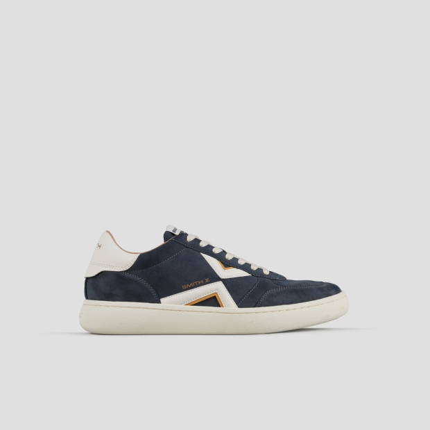 Sneakers Alexander Smith ocean uomo in suede blu con dettagli bianchi - 1