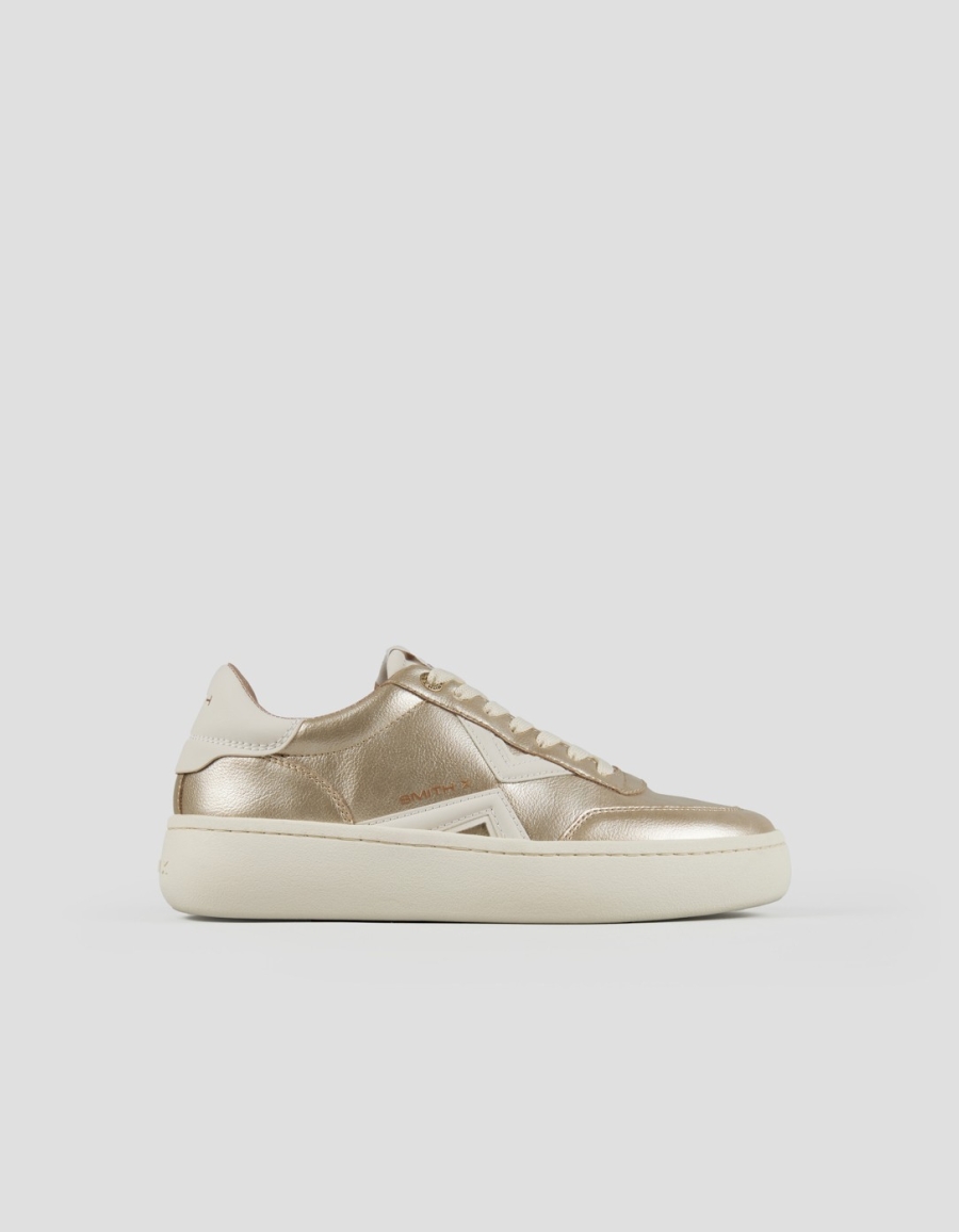 Sneakers Alexander Smith ocean donna in laminato oro con logo laterale e tallone in bianco - 1