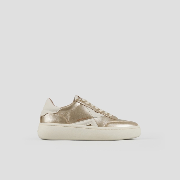Sneakers Alexander Smith ocean donna in laminato oro con logo laterale e tallone in bianco - 1