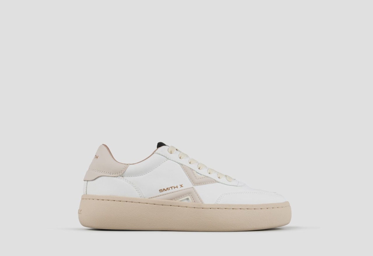 Sneakers Alexander Smith ocean donna in bianco con logo laterale e tallone rosa - 1