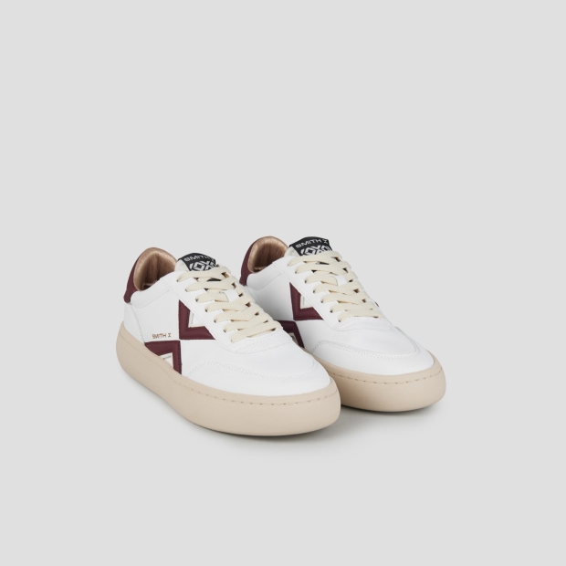 Sneakers Alexander Smith ocean donna in bianco con logo laterale e tallone rosso scuro - 4