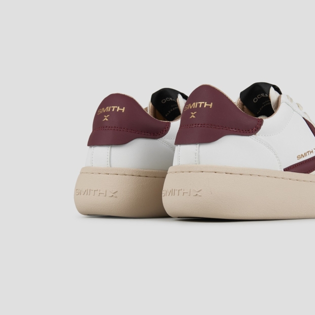 Sneakers Alexander Smith ocean donna in bianco con logo laterale e tallone rosso scuro - 5
